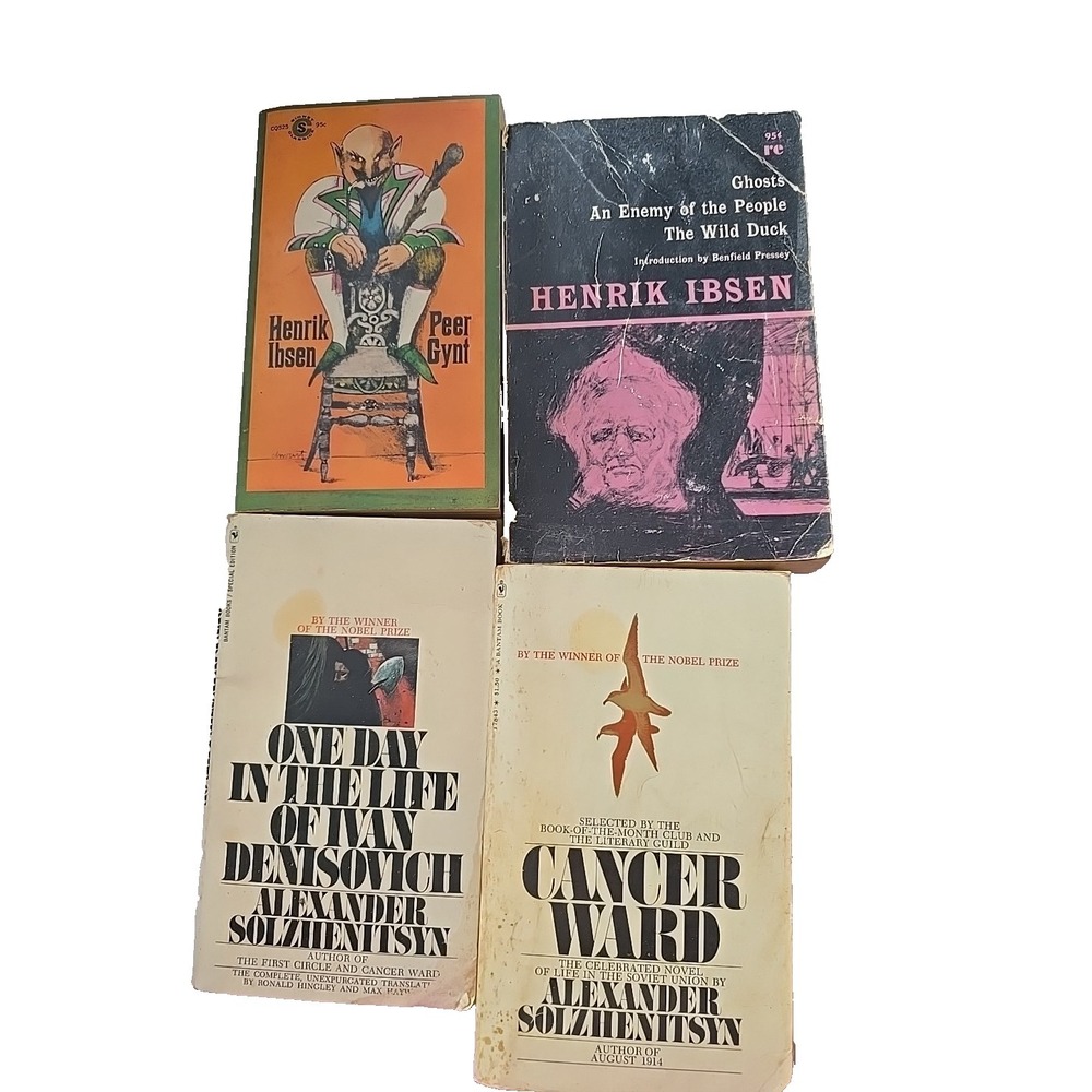 Lot of 4 Vintage Henrik‎ Ibsen & Alexander Solzhenitsyn Fiction Paperback Books